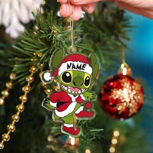 Personalized Grinch & Stitch Christmas Ornament | Custom Grinchmas Tree Decor
